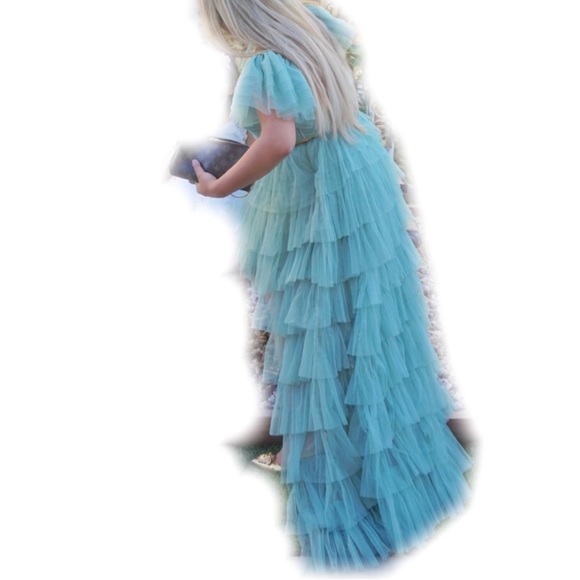 Ruffled Tiered Sage Dress - Picture 6 of 11